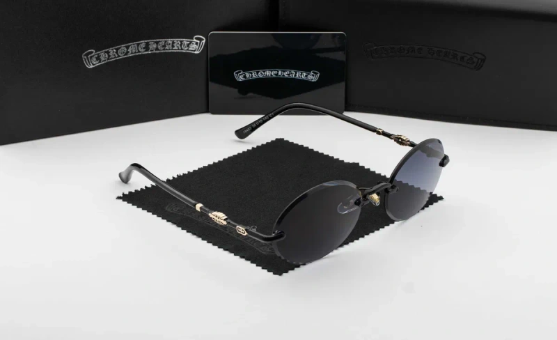 Сонцезахисні окуляри Chrome Hearts NEW 2026 | UV400 | безоправні | овальна лінза | футляр в комплекті | металева оправа — фото 3