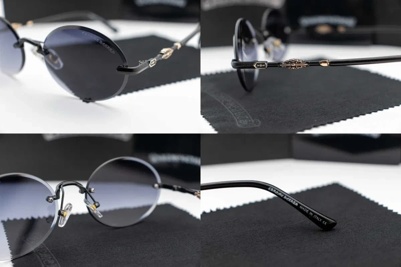 Сонцезахисні окуляри Chrome Hearts NEW 2026 | UV400 | безоправні | овальна лінза | футляр в комплекті | металева оправа — фото 4