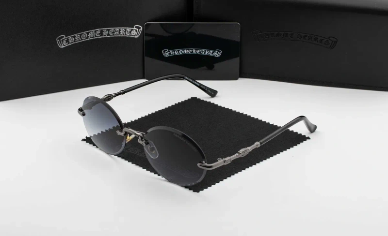 Сонцезахисні окуляри Chrome Hearts NEW 2026 | UV400 | безоправні | овальна лінза | футляр в комплекті | металева оправа — фото 5