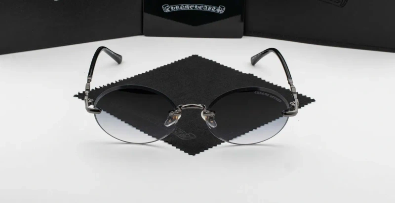 Сонцезахисні окуляри Chrome Hearts NEW 2026 | UV400 | безоправні | овальна лінза | футляр в комплекті | металева оправа — фото 6