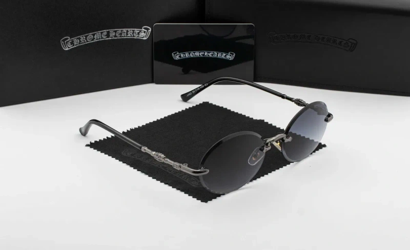Сонцезахисні окуляри Chrome Hearts NEW 2026 | UV400 | безоправні | овальна лінза | футляр в комплекті | металева оправа — фото 7