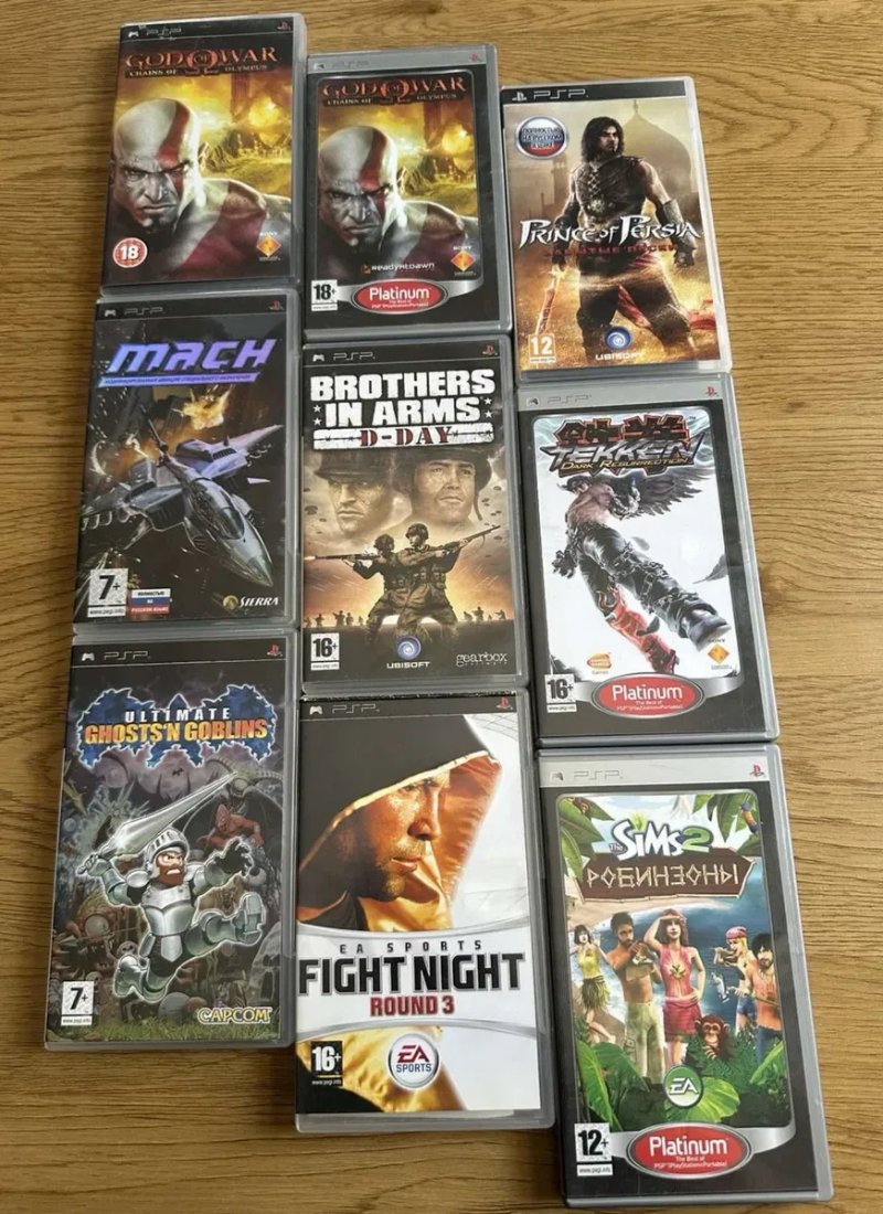 Sony PSP: God of War Chains of Olympus, Prince of Persia Забытые Пески, Tekken Ghosts’n Goblins Fight Night Round, The Sims 2, Assassins Creed Pursuit — фото 5