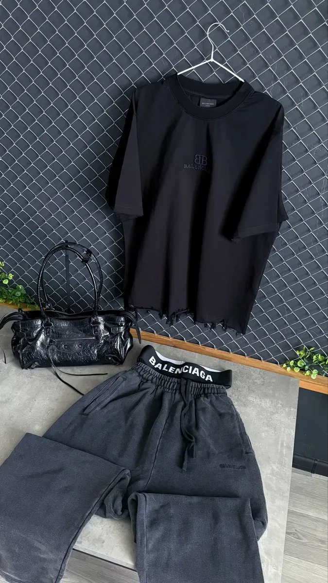 Спортивні штани Balenciaga чорні оверсайз — фото 4