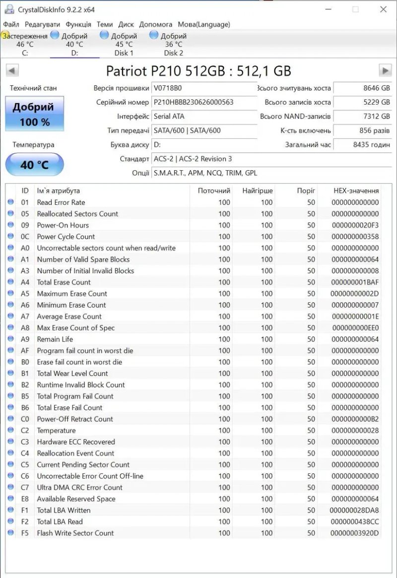 SSD диск 512GB Patriot P210 (SATA3 \ 2.5"). Trade-IN — фото 3