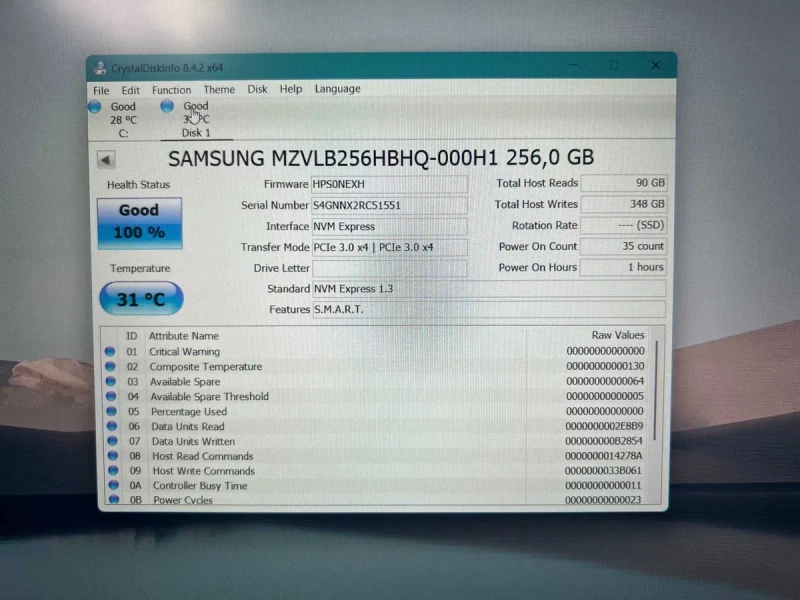 SSD диски M.2 2280 NWMe/SATA 2.5" (95-100%) Життя 256/512 Гб — фото 4