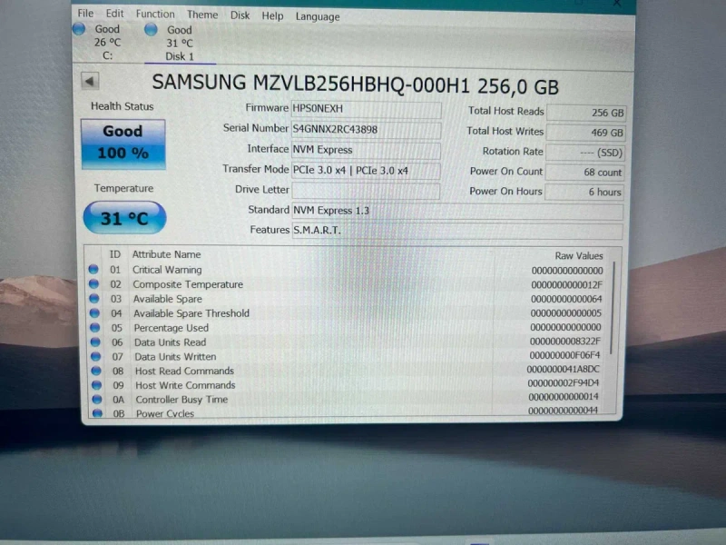 SSD диски M.2 2280 NWMe/SATA 2.5" (95-100%) Життя 256/512 Гб — фото 5