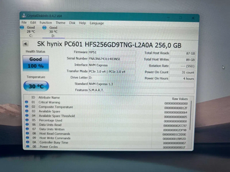 SSD диски M.2 2280 NWMe/SATA 2.5" (95-100%) Життя 256/512 Гб — фото 6