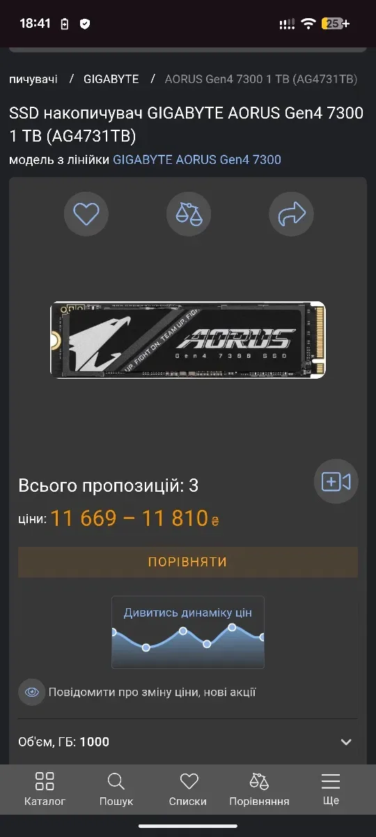 SSD m.2 NVMe AORUS 1TB Gen4 | ССД PCIe gen4.0 x4 на контролері Phison з DRAM кешем 1800TWB — фото 4