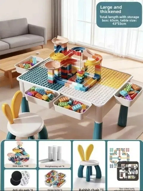 Столик лего+стілець, типу lego duplo, розвиваючий столик 150 елементів