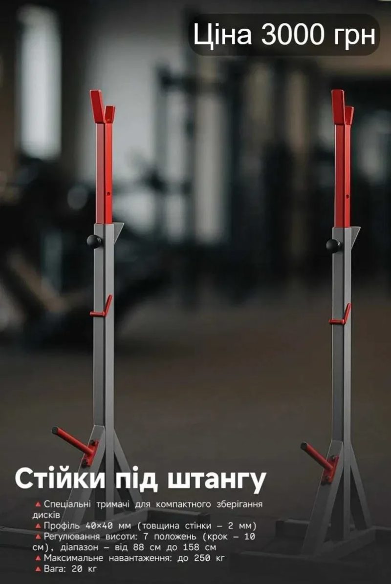 Стойки под штангу для жима штанги RG-001 Стійки жиму приседаний брусья — фото 2