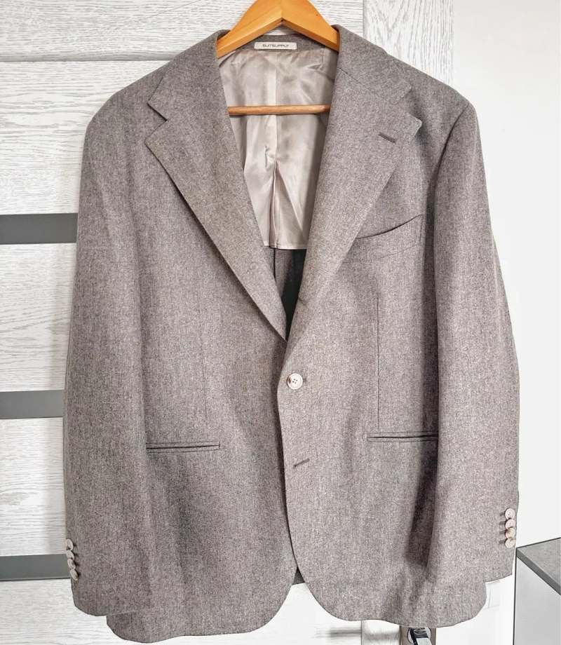 Suitsupply Half Canvass L 52/54  чоловічий піджак блейзер вовна коричневий бежевий — фото 2