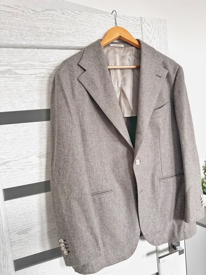 Suitsupply Half Canvass L 52/54  чоловічий піджак блейзер вовна коричневий бежевий — фото 3