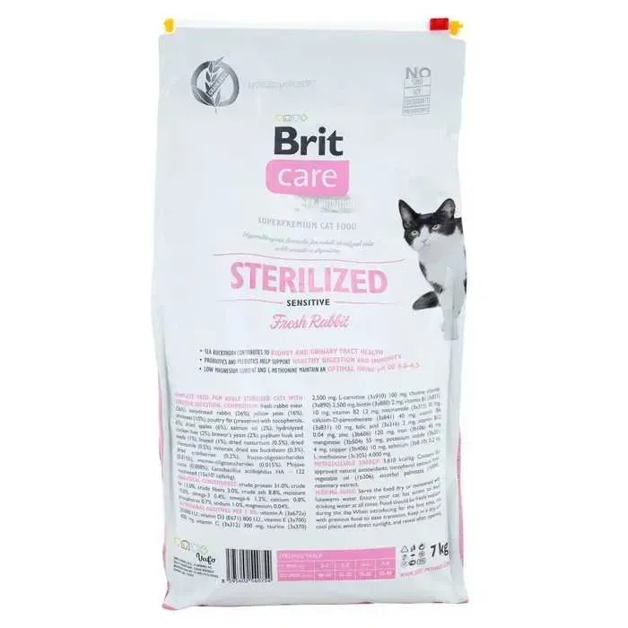 Сухий корм для котів Brit Care Cat Grain Free Sterilized Sensitive 7 кг - кролик — фото 2