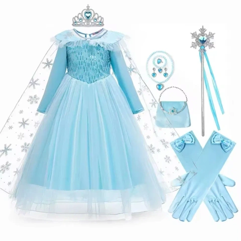 Сукня Ельзи Ельза плаття дитяче костюм Эльза Frozen голубе довге 3-9р.