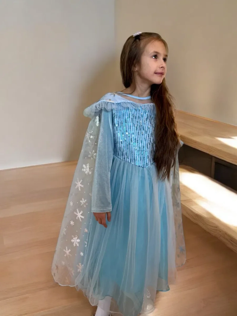 Сукня Ельзи Ельза плаття дитяче костюм Эльза Frozen голубе довге 3-9р. — фото 6