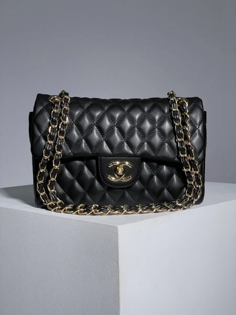 Сумка Chanel 2.55 чорна із золотом женская сумка кроссбоди на цепочке жіноча шанель клатч чорная люкс — фото 2