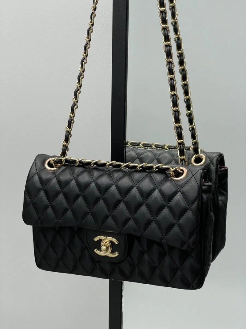 Сумка Chanel 2.55 чорна із золотом женская сумка кроссбоди на цепочке жіноча шанель клатч чорная люкс — фото 3