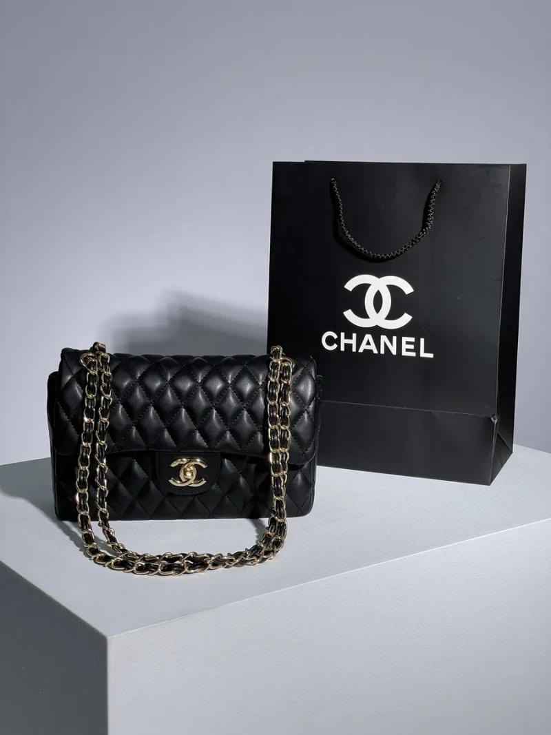 Сумка Chanel 2.55 чорна із золотом женская сумка кроссбоди на цепочке жіноча шанель клатч чорная люкс — фото 5