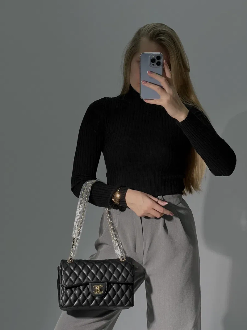 Сумка Chanel 2.55 чорна із золотом женская сумка кроссбоди на цепочке жіноча шанель клатч чорная люкс — фото 8