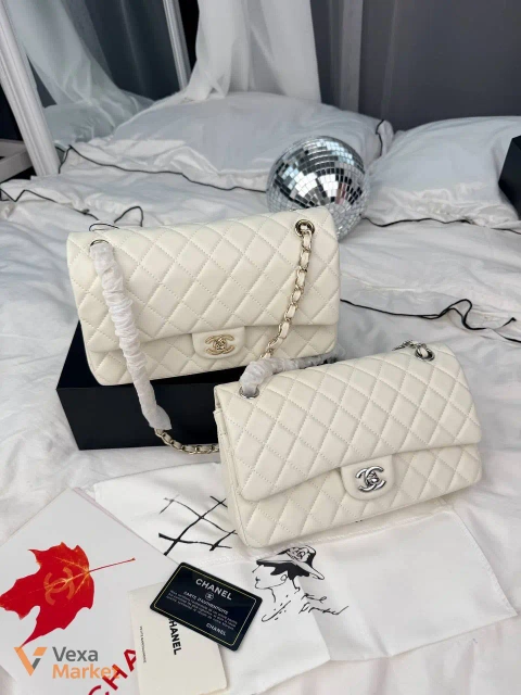 Сумка Chanel Classic Flap 25 Light Cream Silver Hardware