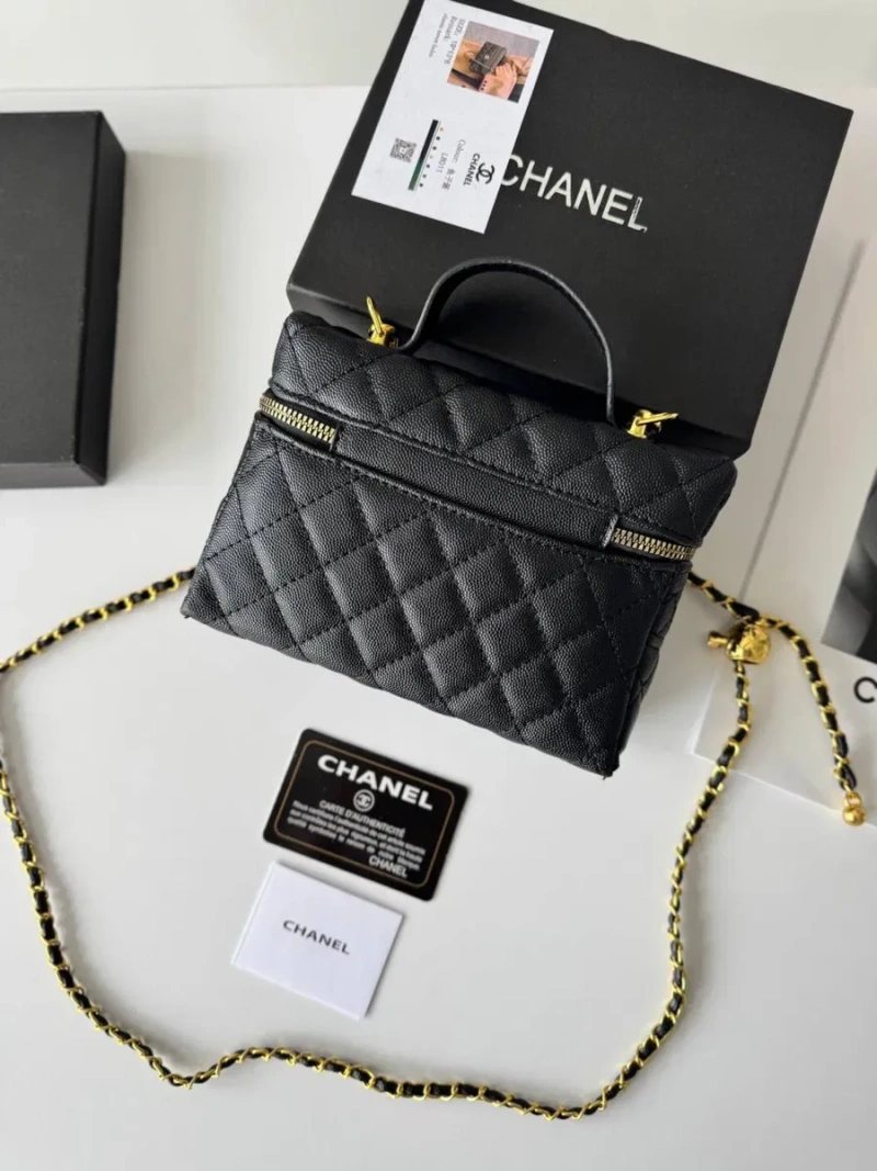 Сумка Chanel Vanity Long Black, шкіряна чорна жіноча сумка шанель, бочонок — фото 3
