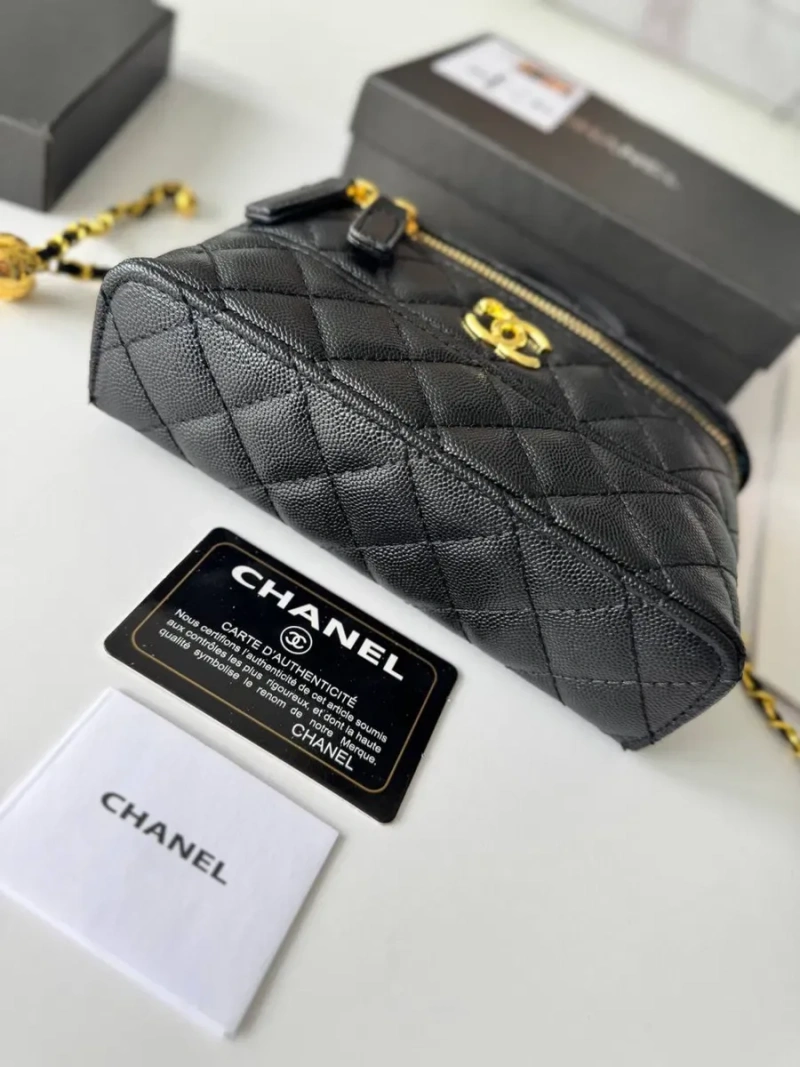 Сумка Chanel Vanity Long Black, шкіряна чорна жіноча сумка шанель, бочонок — фото 5