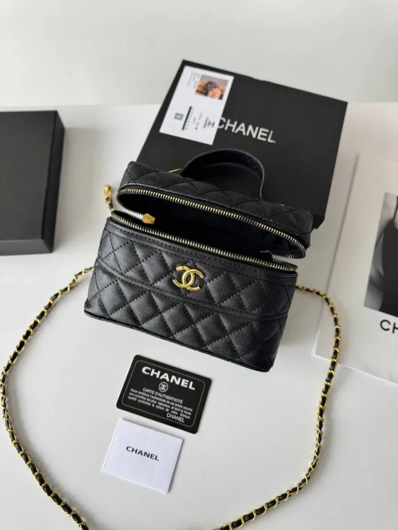 Сумка Chanel Vanity Long Black, шкіряна чорна жіноча сумка шанель, бочонок — фото 6