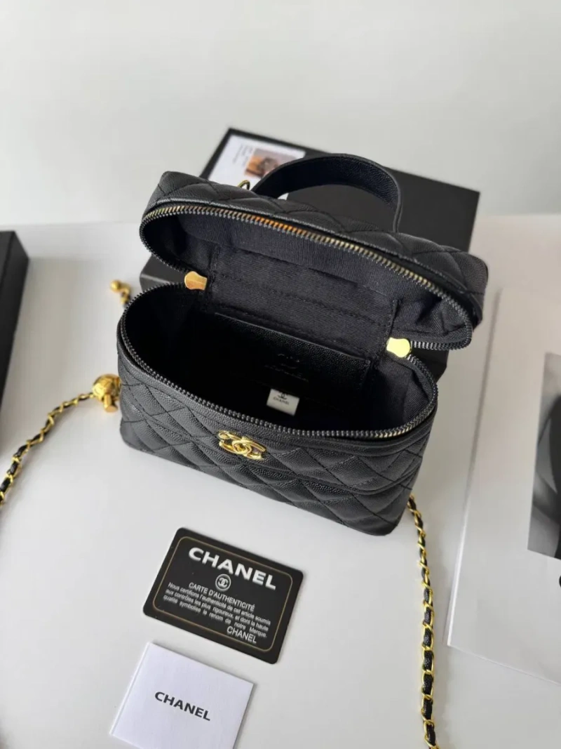 Сумка Chanel Vanity Long Black, шкіряна чорна жіноча сумка шанель, бочонок — фото 7