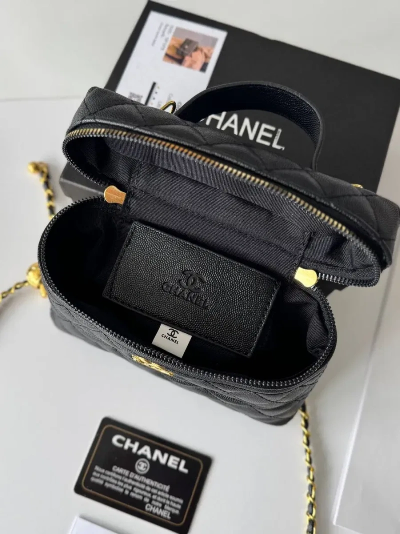 Сумка Chanel Vanity Long Black, шкіряна чорна жіноча сумка шанель, бочонок — фото 8
