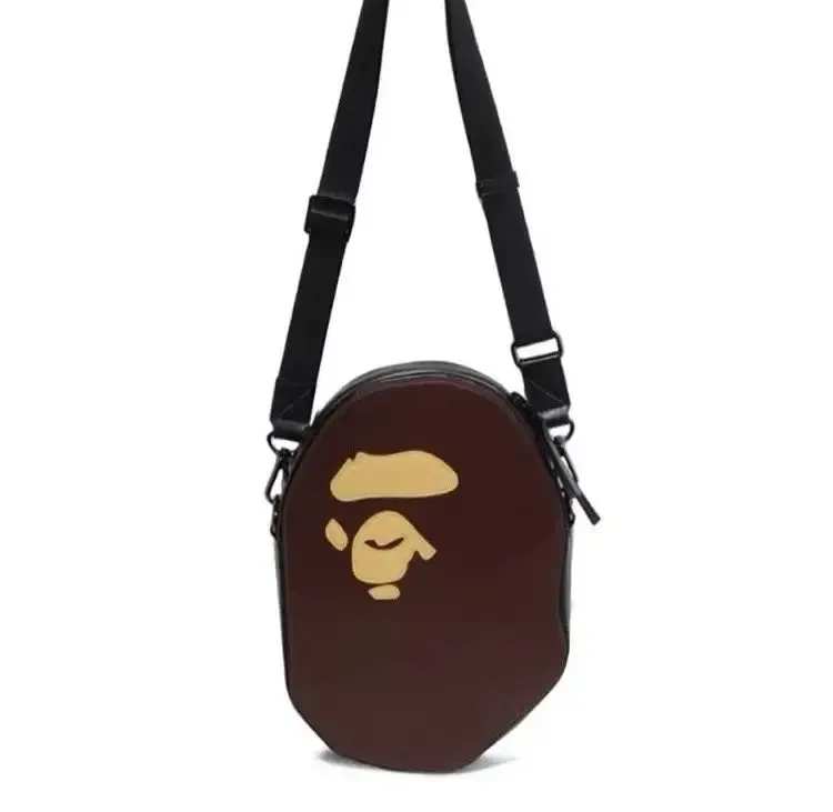 Сумка через плече Bape Ape Head Shoulder Bag у коричневому кольорі. — фото 3