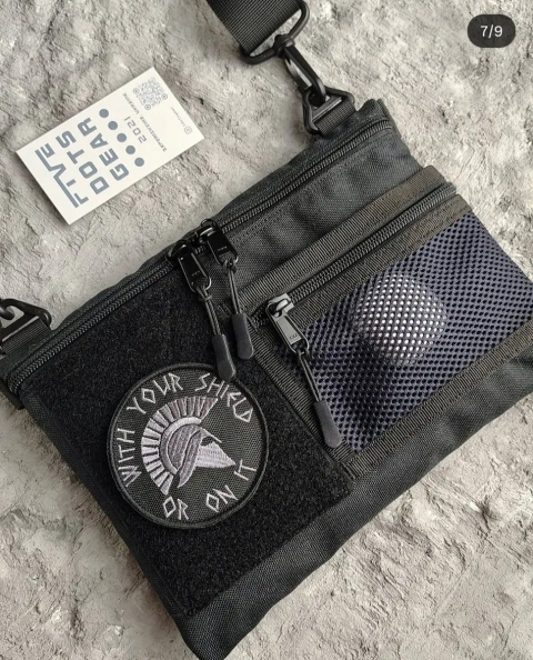 Сумка через плече cordura з велкро для патчів сіткою крос-боді унісекс пласка c панелью полем липучкой кроссбоди на плечо mesh плоская городская edc