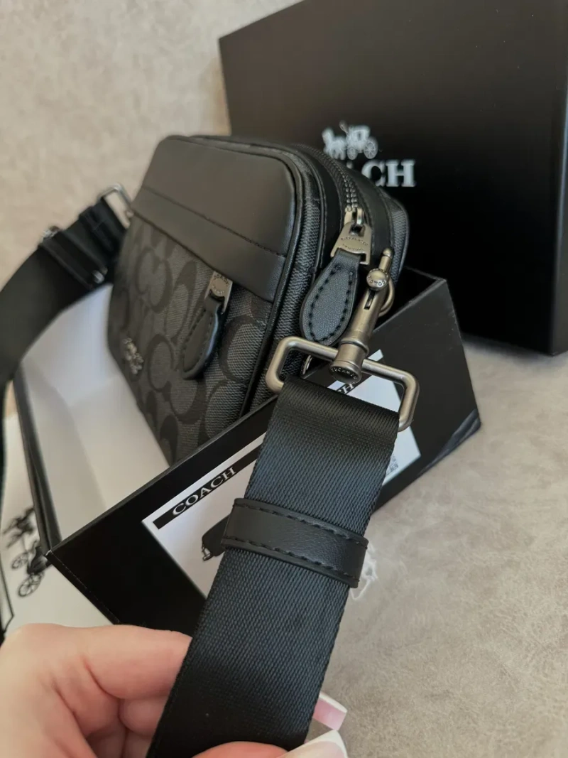 Сумка Coach коуч коач месенжер шкіряний через плече бананка — фото 3