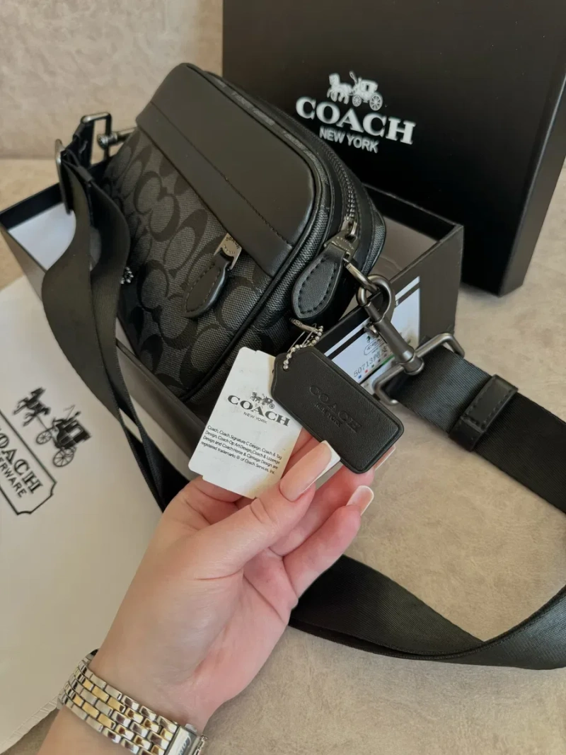 Сумка Coach коуч коач месенжер шкіряний через плече бананка — фото 4