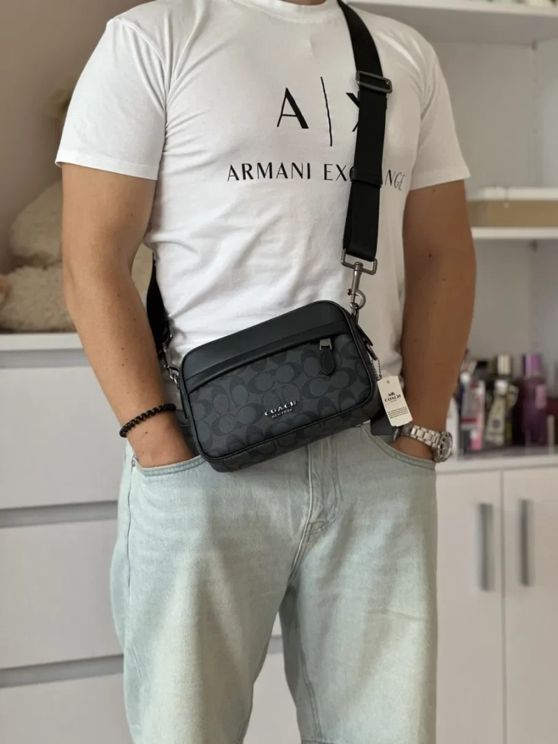 Сумка Coach коуч коач месенжер шкіряний через плече бананка — фото 8