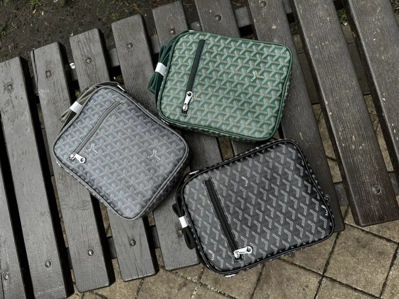 Сумка Goyard чорна/ месенджер гоярд зелений/ сірий гоярд через плече — фото 2