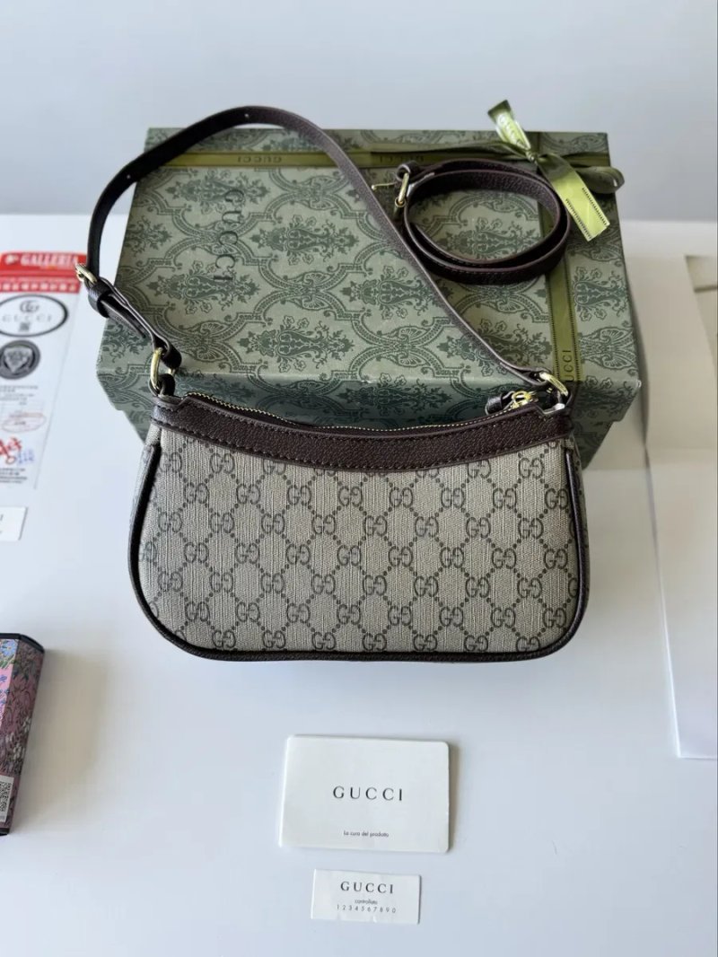 Сумка Gucci Ophidia, жіноча сумка гучі, женская сумка багет, кожаная — фото 4