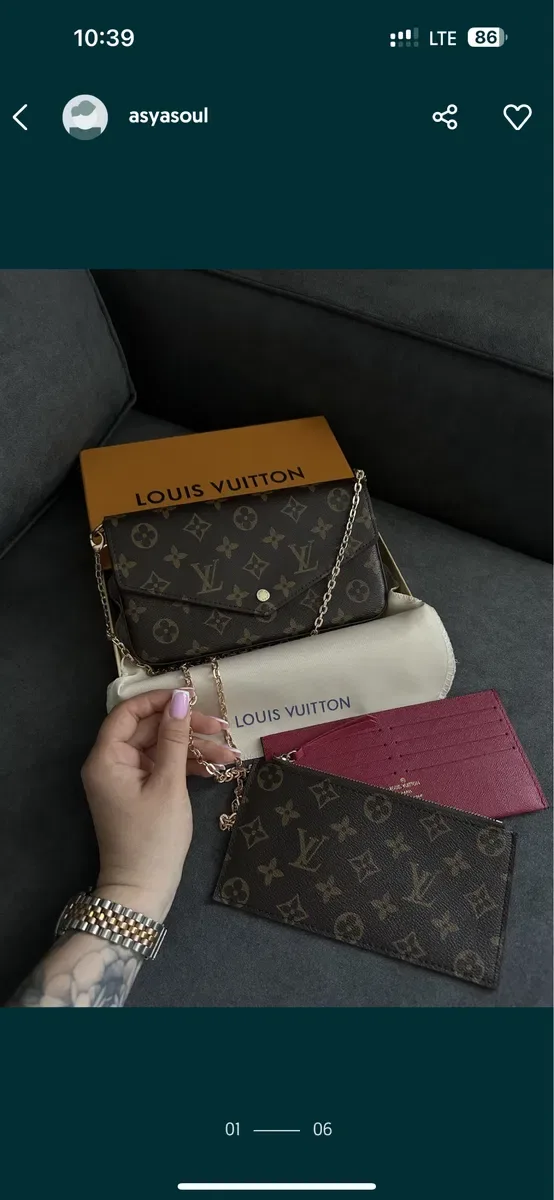 Сумка клатч шкіряна в стилі Louis Vuitton Pochette Felicie, луі вітон — фото 2
