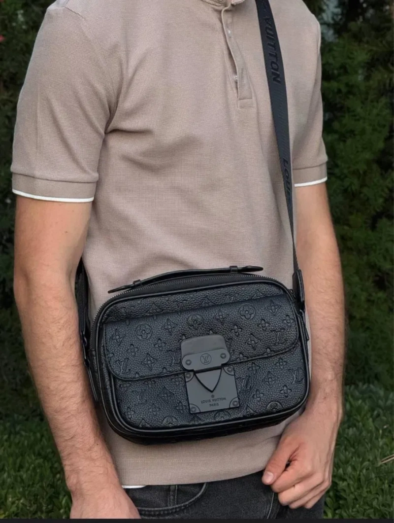 Сумка Louis Vuitton черная мужская кожная сумка LV через плечо барсетка Луи Витон барсетка Лв | Сумка чоловіча шкіряна Луї Вітон чорна ЛВ сумка LV — фото 8