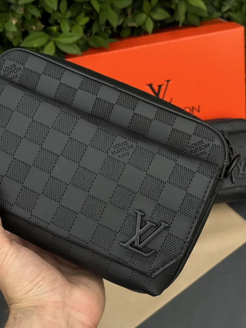 Сумка Louis Vuitton черная мужская сумка Лв спортивная через плечо кожаная барсетка Луи Витон | Сумка чоловіча Louis Vuitton біла Луї Вітон — фото 2