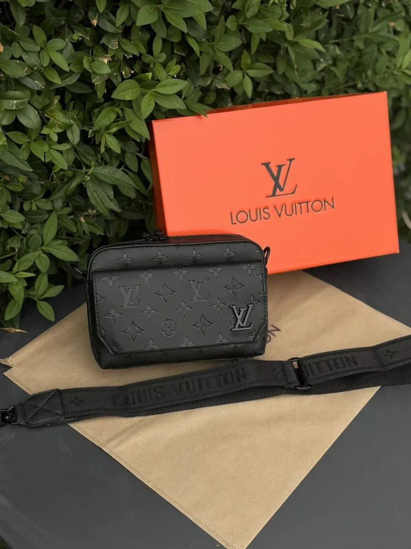 Сумка Louis Vuitton черная мужская сумка Лв спортивная через плечо кожаная барсетка Луи Витон | Сумка чоловіча Louis Vuitton біла Луї Вітон — фото 8