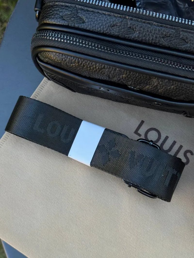 Сумка Louis Vuitton кожаная мужская черная Lv спортивная Луи Витон | Сумка через плече чорна LV чоловіча барсетка Луї Вітон біла сумка Louis Vuitton — фото 3