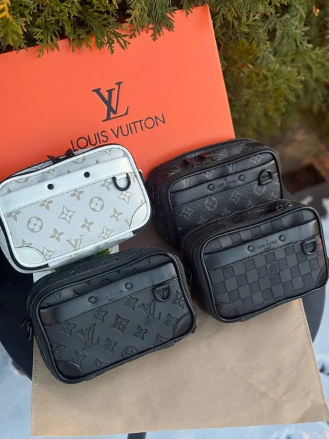 Сумка Louis Vuitton мужская черная барсетка LV барсетка Луи Витон | Барсетка шкіряна Луї Вітон чоловіча чорна сумка через плече Louis Vuitton чорна