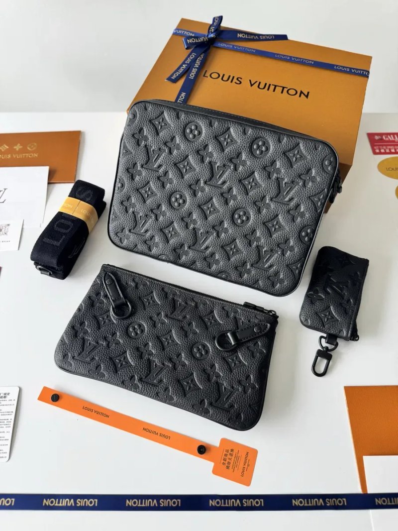Сумка Louis Vuitton Trio Messenger Bag, чоловіча чорна шкіряна сумка 3в1, месендер через плече 3в1 — фото 2