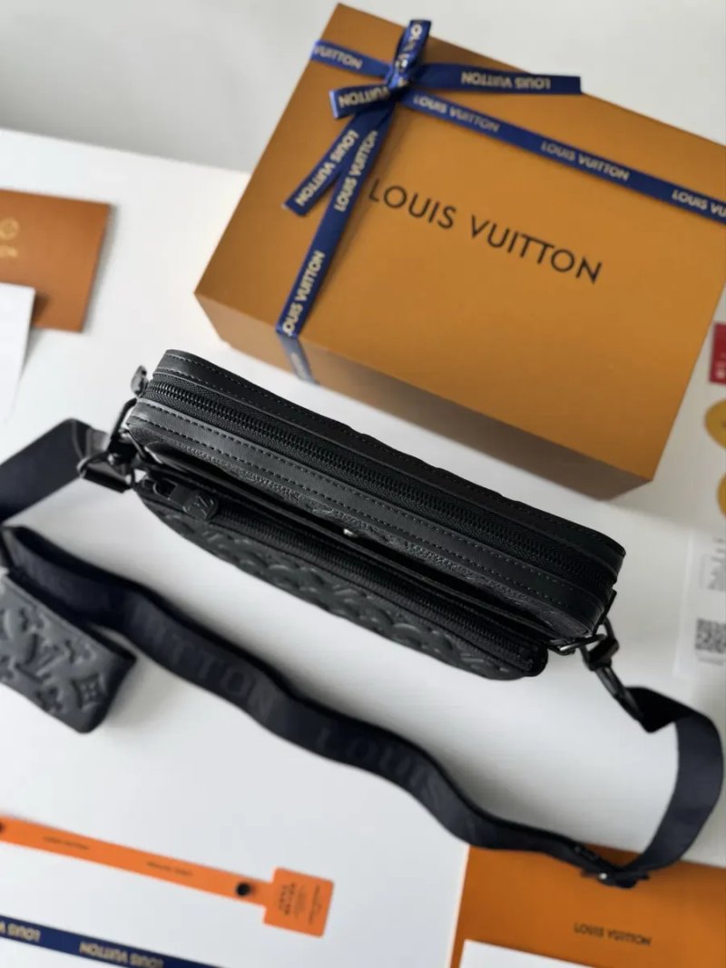 Сумка Louis Vuitton Trio Messenger Bag, чоловіча чорна шкіряна сумка 3в1, месендер через плече 3в1 — фото 4