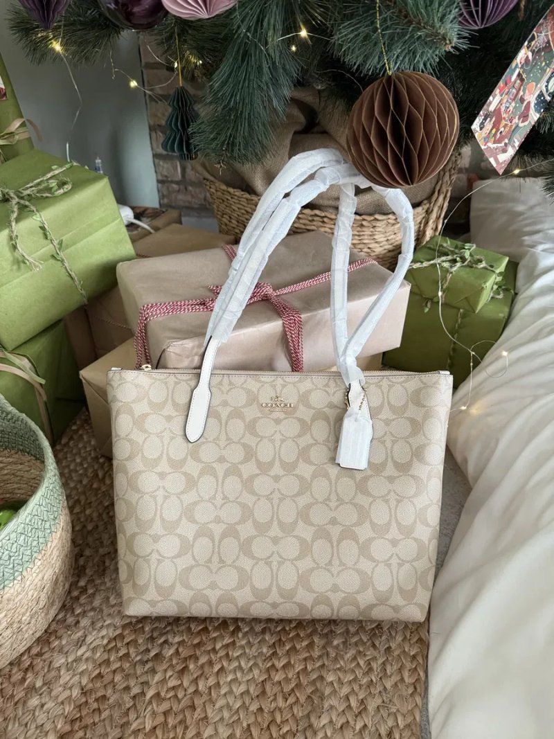 Сумка шопер Coach Zip Tote коричнева/бежева — фото 2