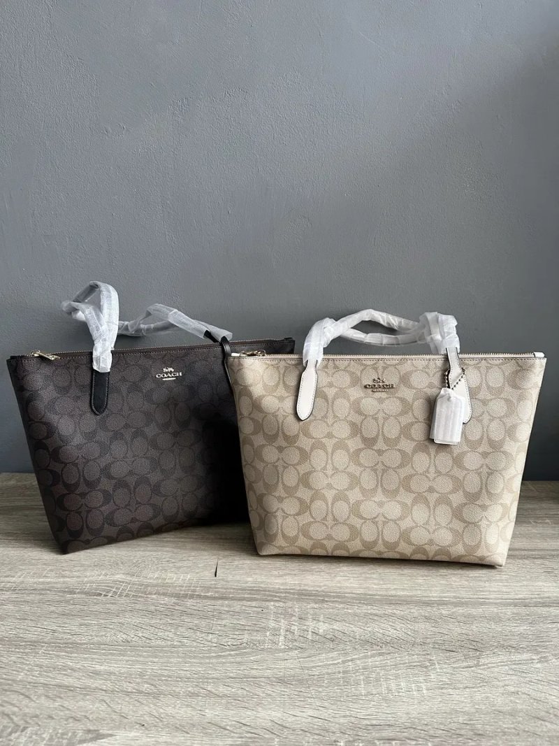Сумка шопер Coach Zip Tote коричнева/бежева — фото 3