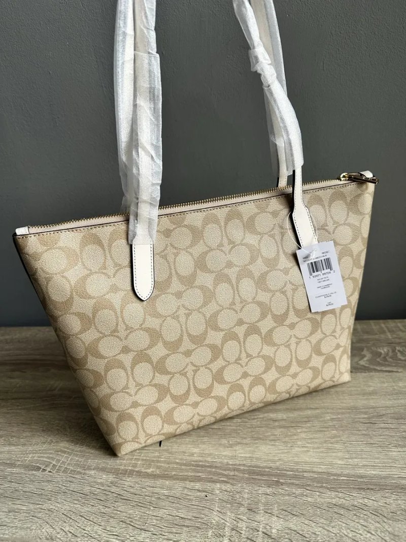 Сумка шопер Coach Zip Tote коричнева/бежева — фото 5