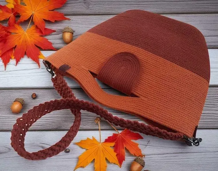 Сумка зручна на плече з ручками на кожен день. Теракотова. Handmade — фото 2