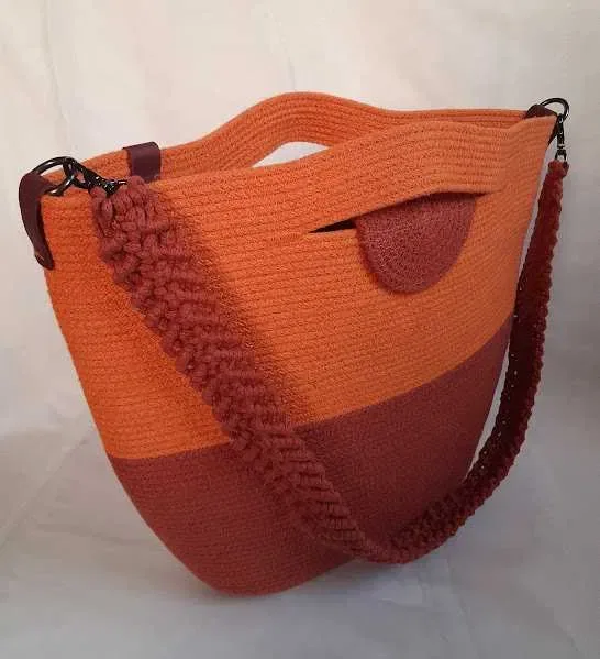 Сумка зручна на плече з ручками на кожен день. Теракотова. Handmade — фото 4