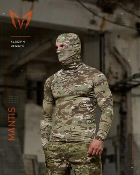 Тактичний лонгслів з балаклавою MANTIS Phantom LS Combat Shirt - Multicam для військовослужбовців під бронижеоет